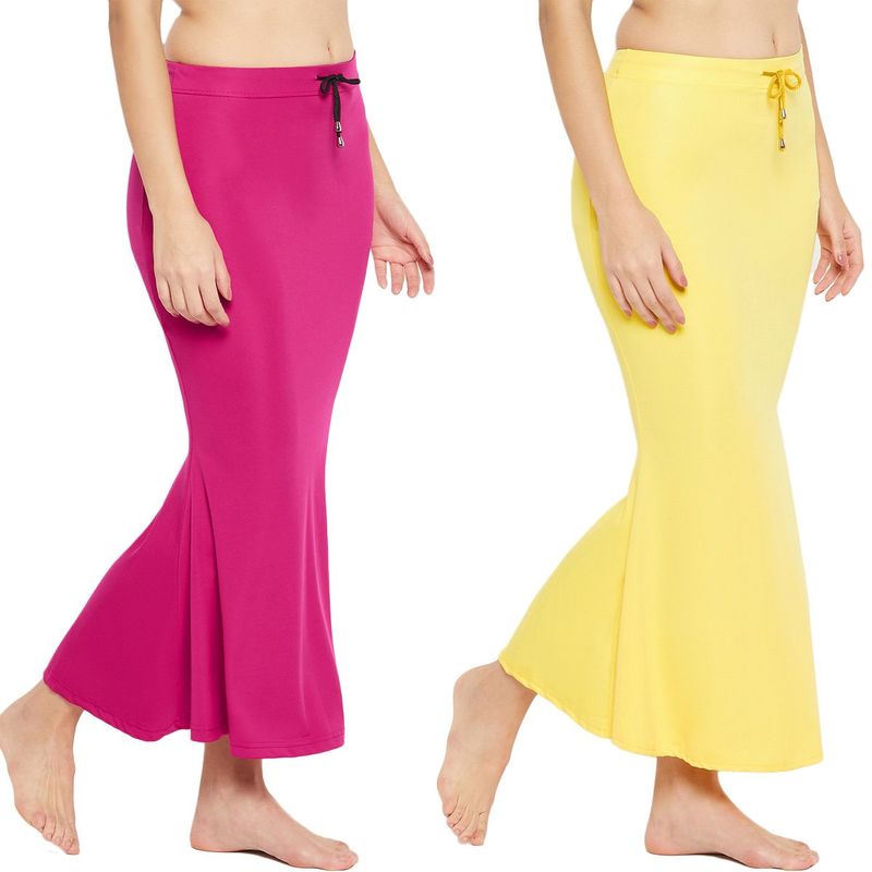 Secrets By Zerokaata Women Pack Of 2 Assorted Solid Mermaid Fit Saree Petticoat- Multicolor (Set of 2)(S)
