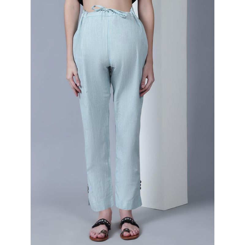 Moms Maternity Solid Sea Green Sustainable Cotton Ankel Length Maternity Trouser (XL)