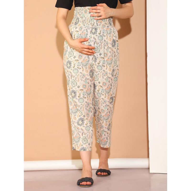 Moms Maternity Womens Cotton Slub High Rise Smoking Maternity Trousers (XL)