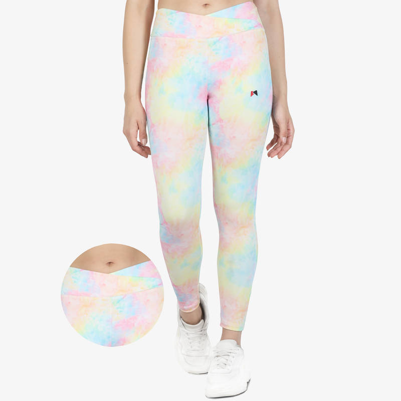 MuscleTorque Gym/Yoga High Waist Tie & Dye Overlap Belt Tight -Multicolor (M)