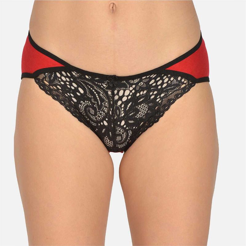 Mod & Shy Women Lace Detail Brief - Red (S)