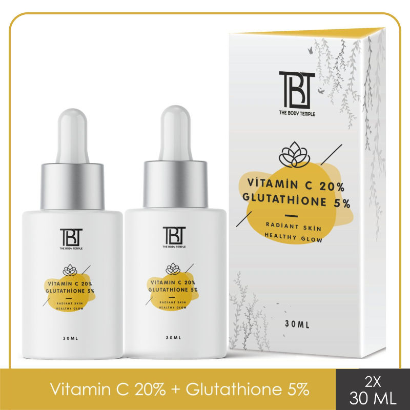 The Body Temple Vitamin C 20% + Glutathione 5% Face Serum (Pack of 2)
