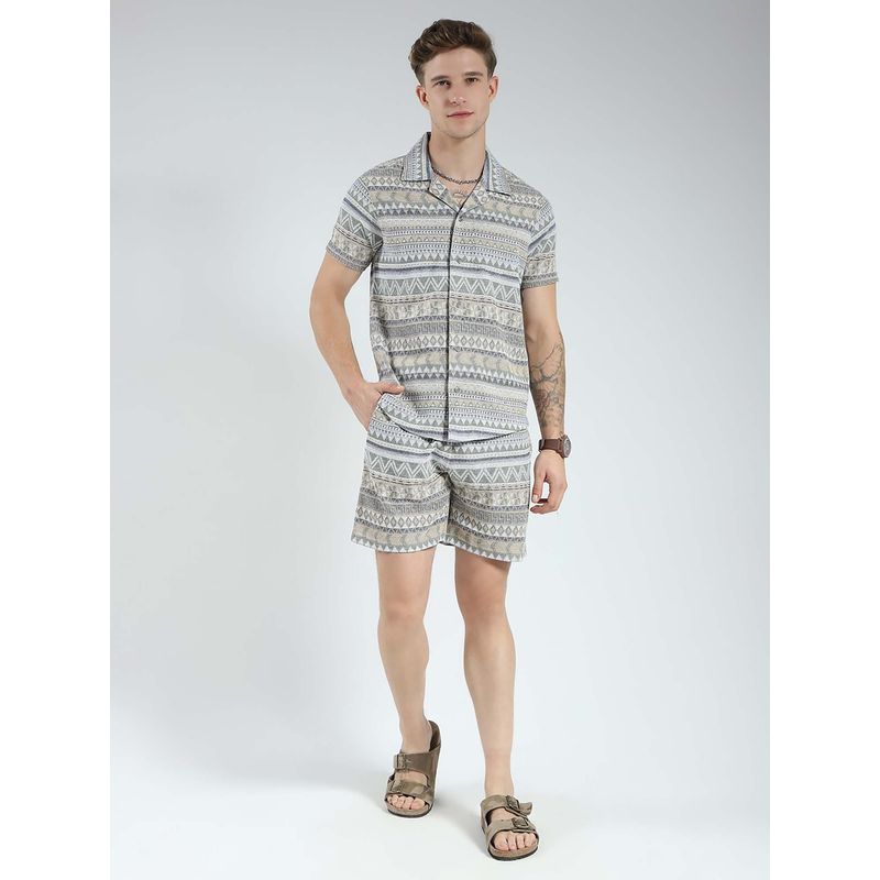 Monte Carlo Men'S Grey Printed Collar Neck Bermuda (Set of 2) (2XL)