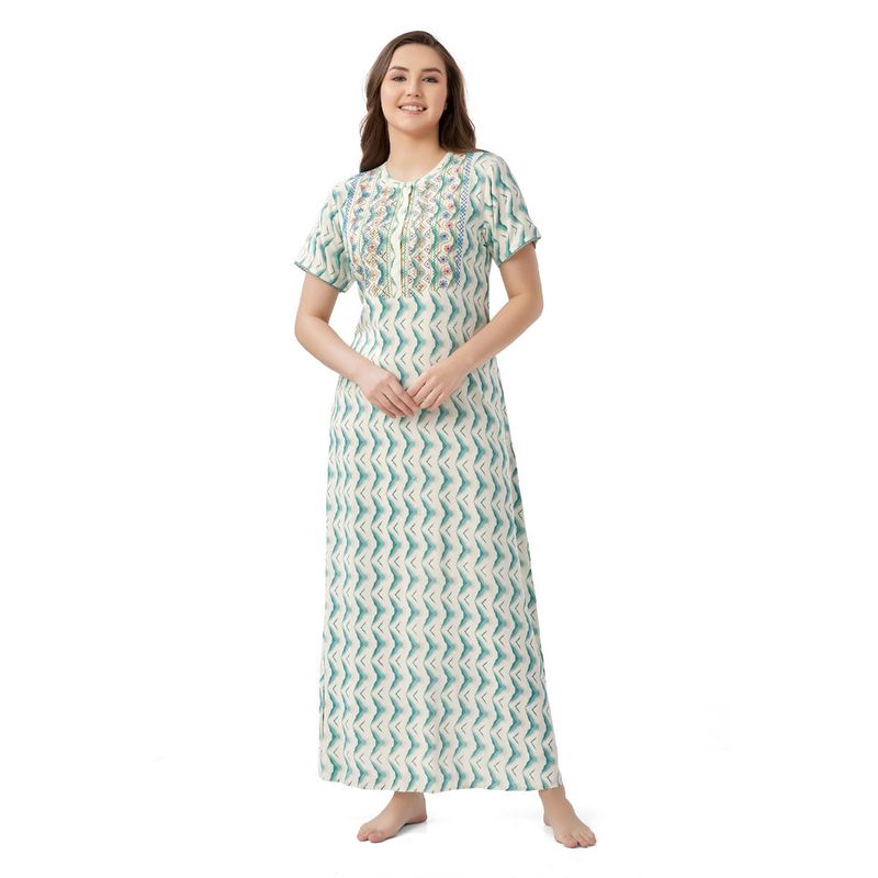 July Nightwear Rayon Green Long Nighty (XL)