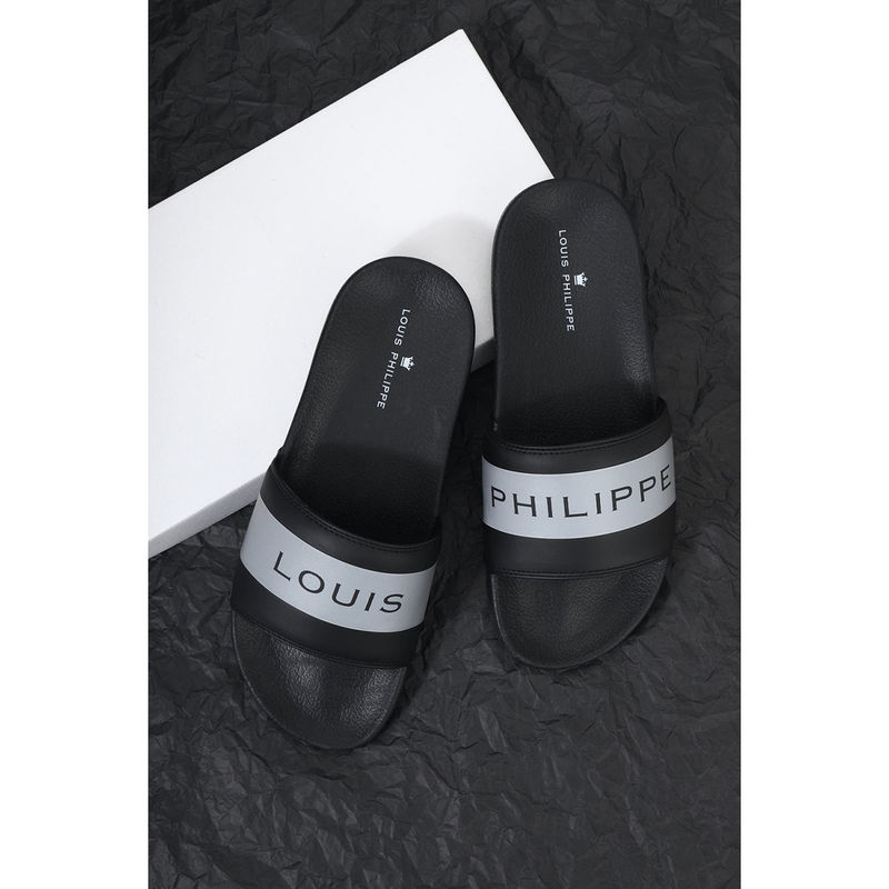 Louis Philippe Graphic Black Flip Flops (UK 6)