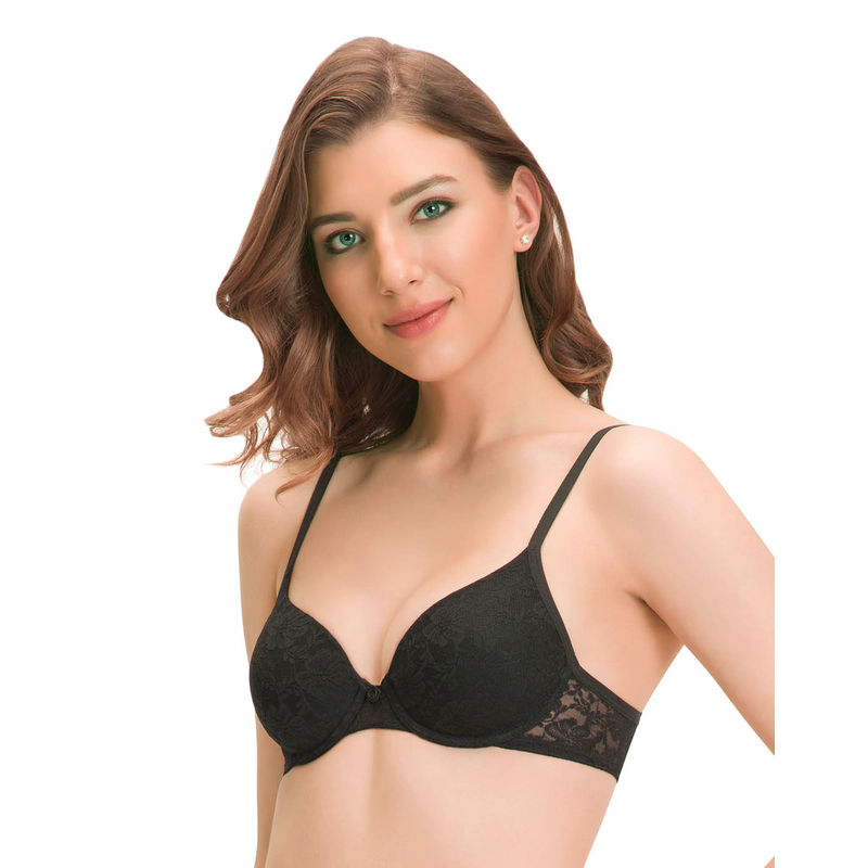 Amante Floral Romance Padded Wired T-Shirt Bra - Black (32D)