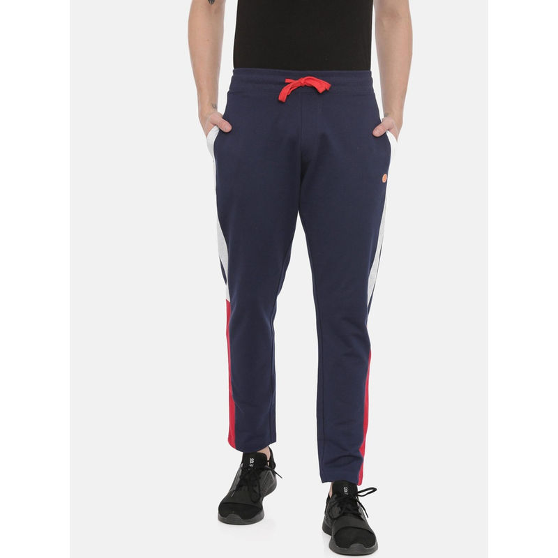 3PIN Men Navy Blue Solid Cotton Track Pants (L)