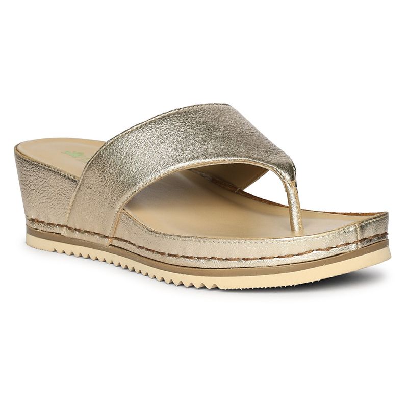 El Naturalista Gold Wedge Pair Of Sandals (EURO 36)