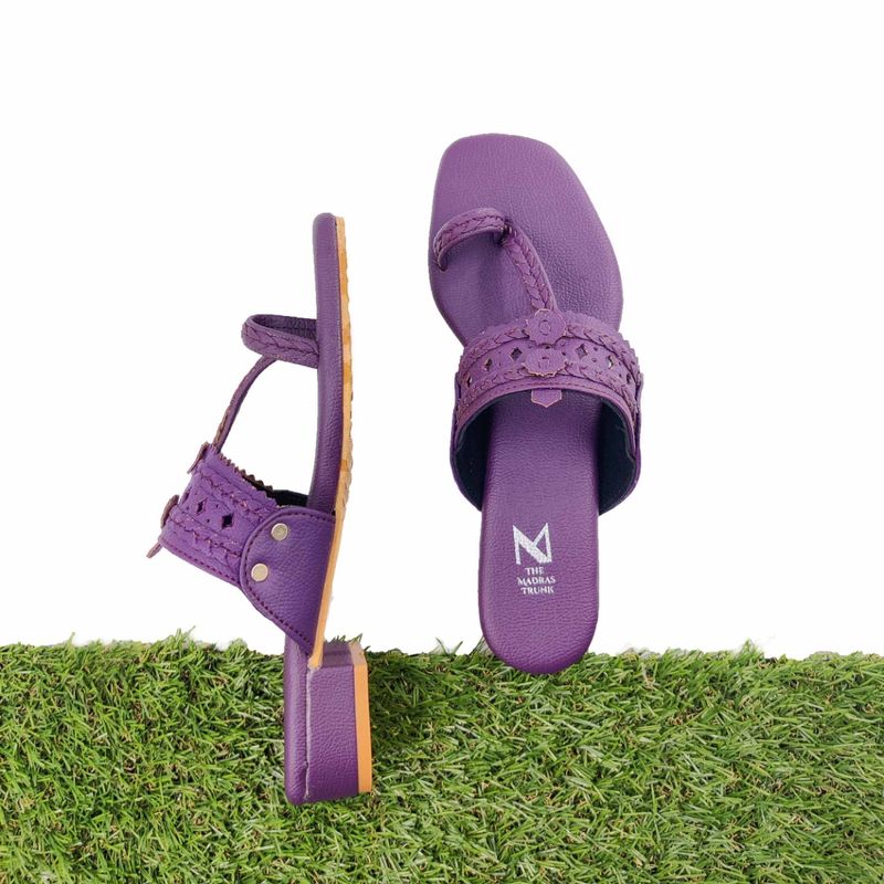 The Madras Trunk Solid Plum Kolhapuris (EURO 38)