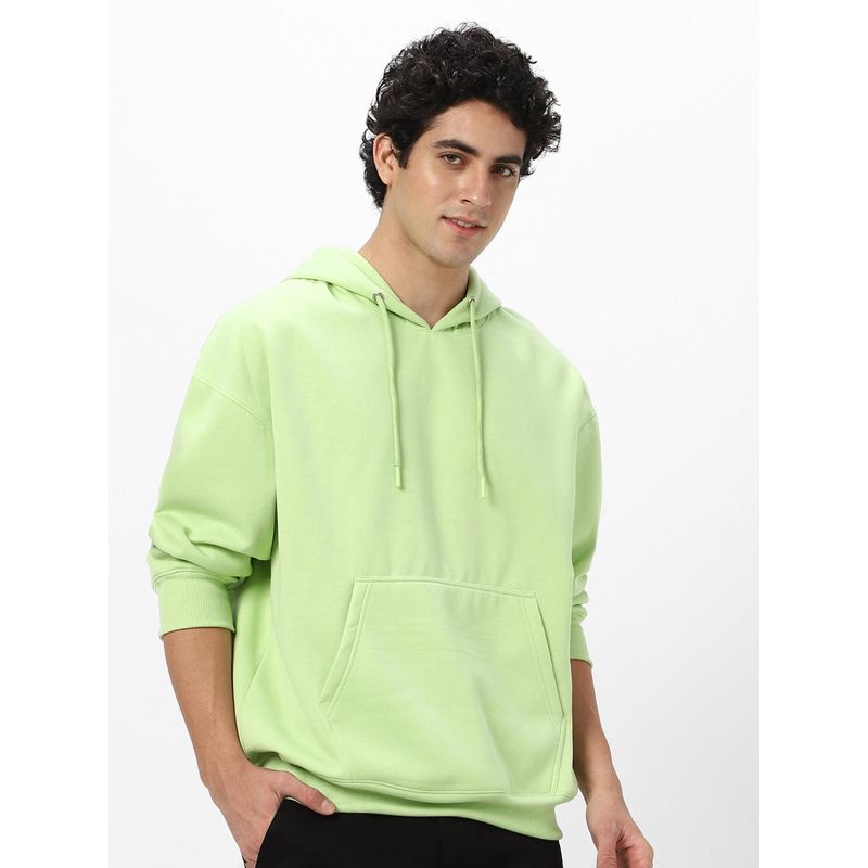 Urbano Fashion Men'S Cool Matcha Cotton Solid Oversized Hooded Neck Hoodie (L)