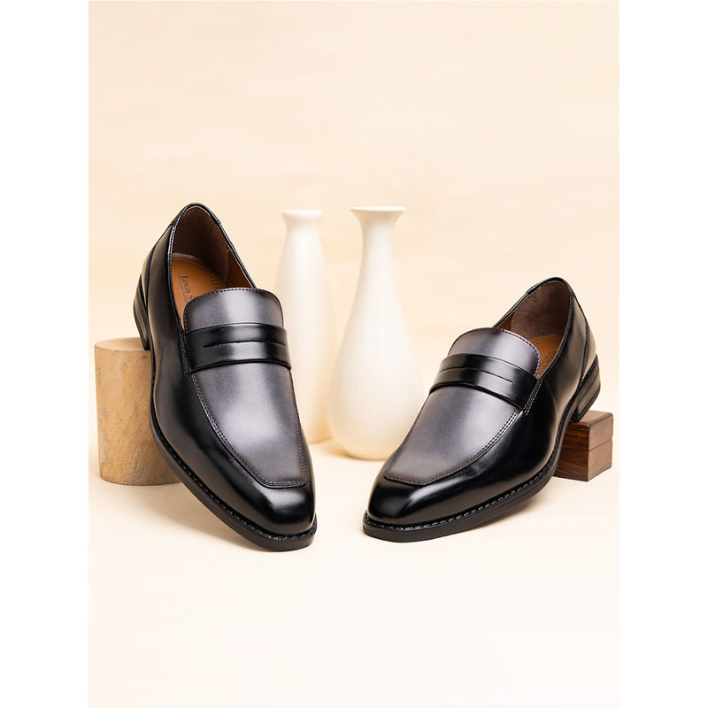 Louis Stitch Men Black and Grey Formal Slip-On Moccasin Shoes (UK 9)