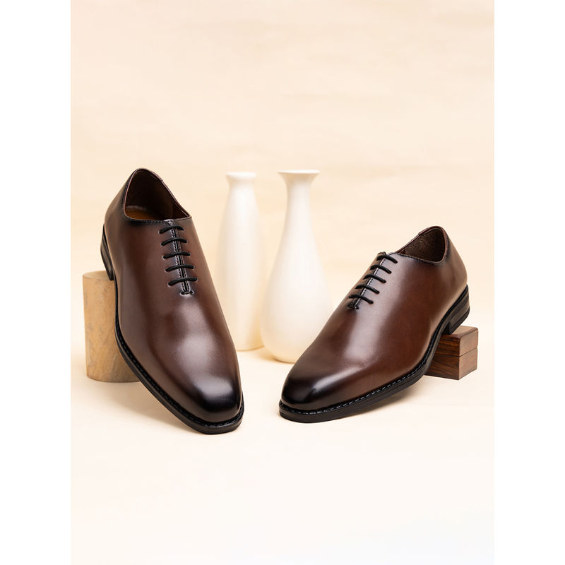 Louis Stitch Men Tan Formal Wholecut Lace-Up Derby Shoes (UK 6)