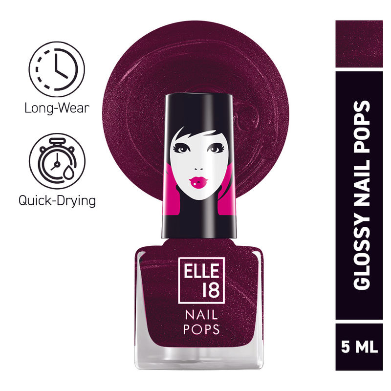Elle 18 Nail Pops Nail Polish Glossy Finish, Quick-drying & Long Wearing - 2