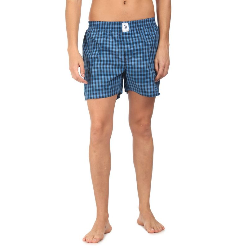 U.S. POLO ASSN. Men Blue & Sky Blue I691 Natural Cotton Boxers (Pack of 2) (S)