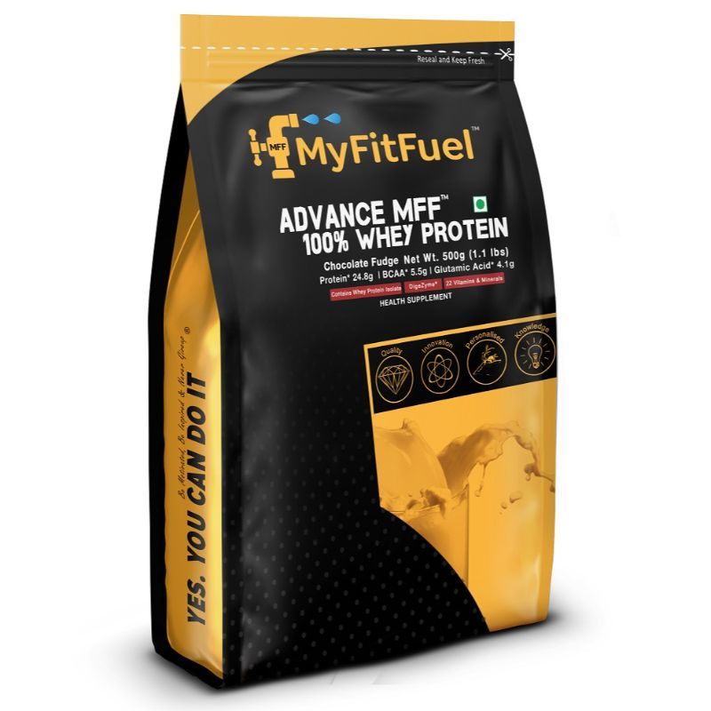 MyFitFuel Advance MFF 100% Whey Protein- Contains Whey Isolate, Fast Digest- Chocolate Fudge(500g)