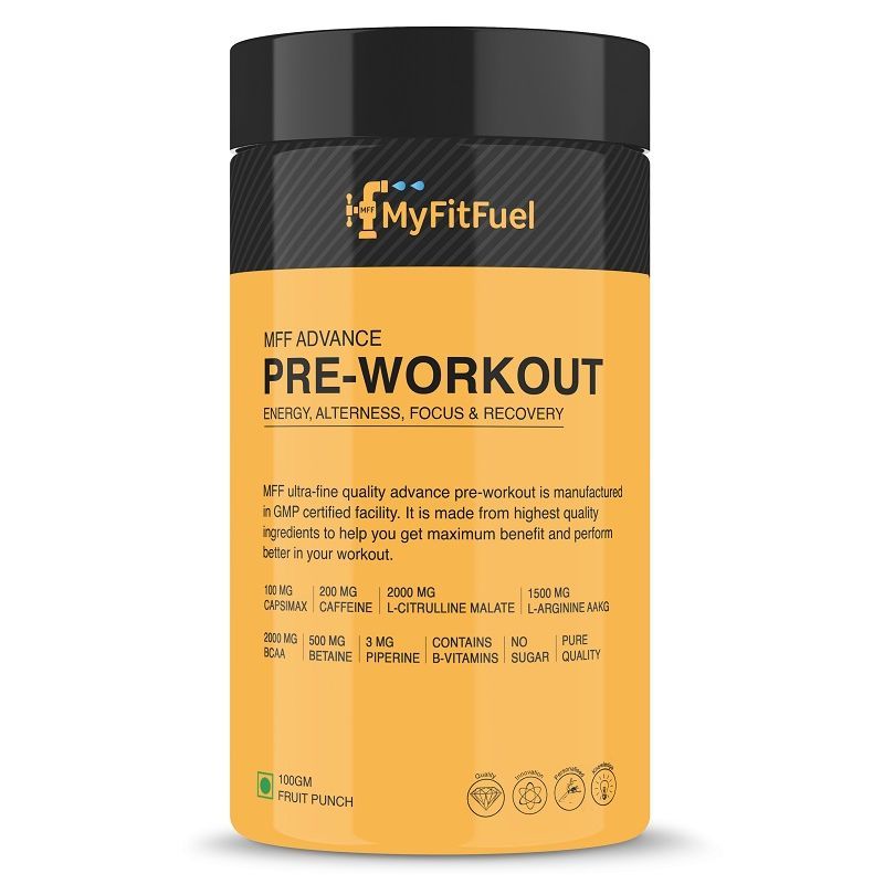MyFitFuel Advance Pre-workout With BCAA, Caffeine, Citrulline, Arginine AAKG, Fruit Punch (100g)