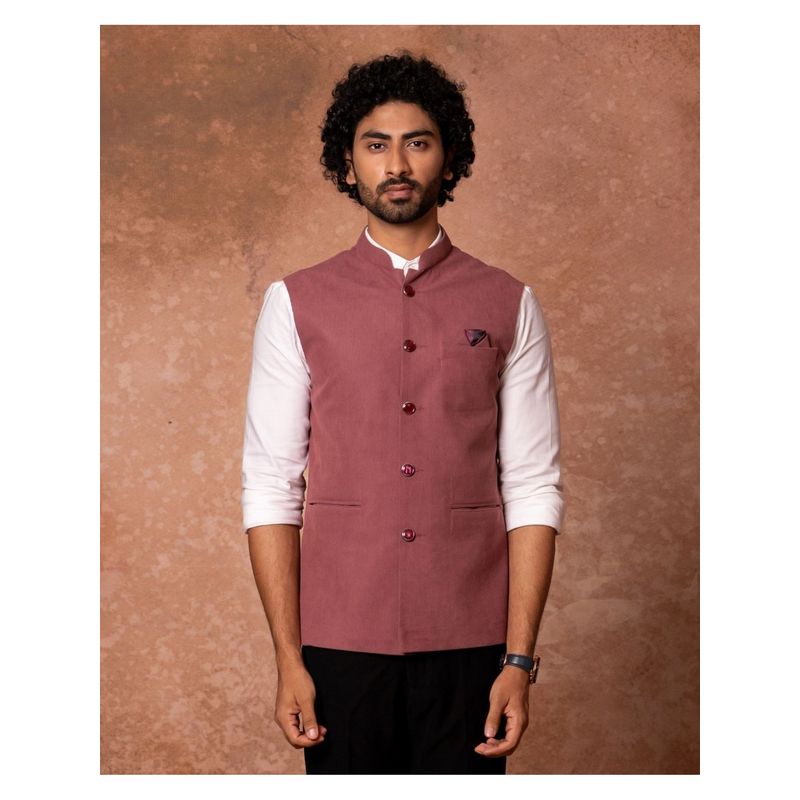 Lightpole Dusty Rose Classic Nehru Jacket (M)