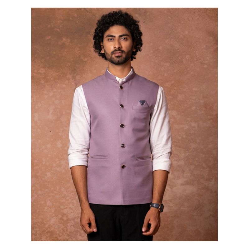 Lightpole Lavender Solid Nehru Jacket (M)