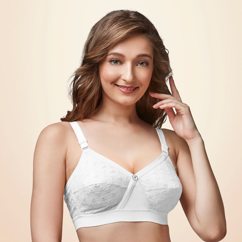 Trylo Krutika Chiken Chicken Cotton Opulent Full Cup Bra - White (42E)