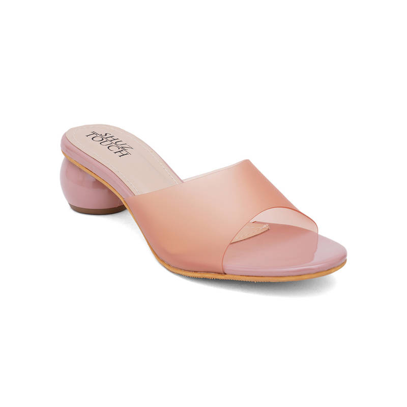 SHUZ TOUCH Solid Globular Heel Slipper Peach (EURO 38)