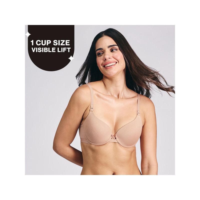 Nykd By Nykaa Breathe Cotton Wired Push Up Bra with Detachable Straps-NYB366-Dark Skin (32C)