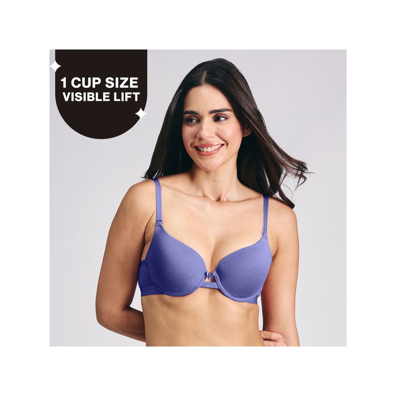 Nykd By Nykaa Breathe Cotton Wired Push Up Bra with Detachable Straps-NYB366-D.Purple (32B)
