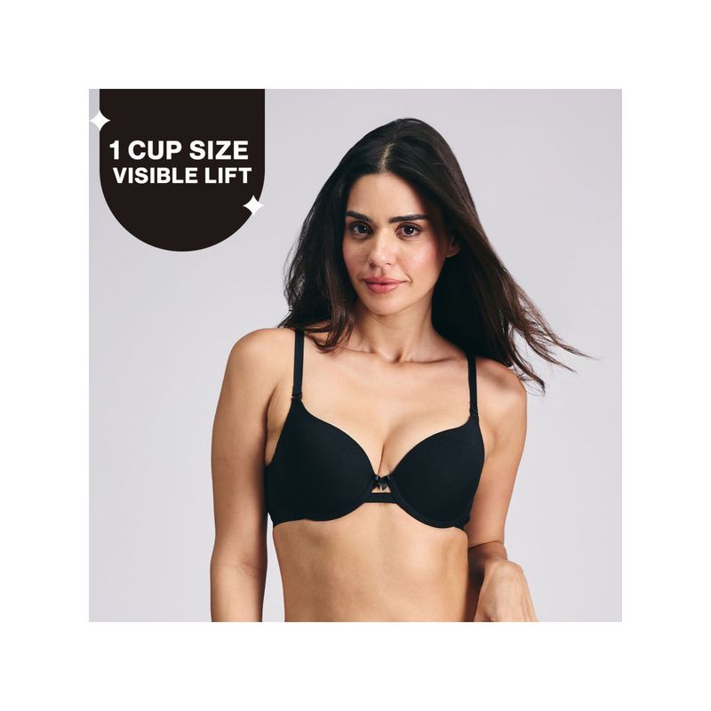Nykd By Nykaa Breathe Cotton Wired Push Up Bra with Detachable Straps-NYB366-Black (32D)