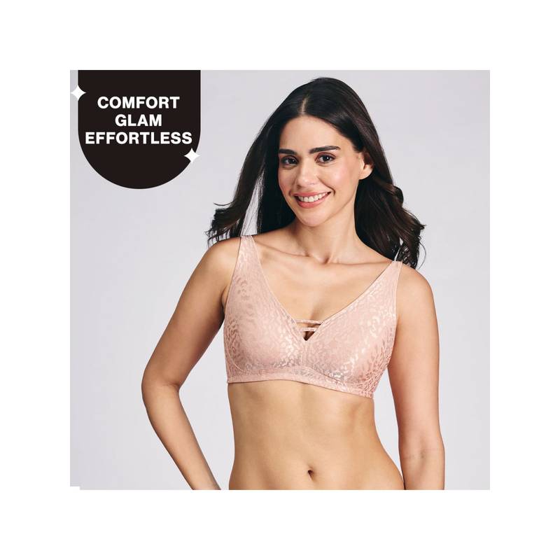 Nykd By Nykaa Luxe Shiny Lace Everyday Non Padded Non-Wired Bra NYB038 P Nude (38B)