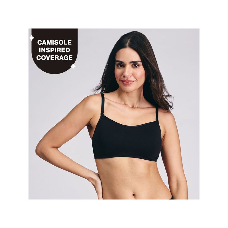 Breathe Cotton Everyday Padded Non Wired Cami T-Shirt Bra NYB402 Black (36C)