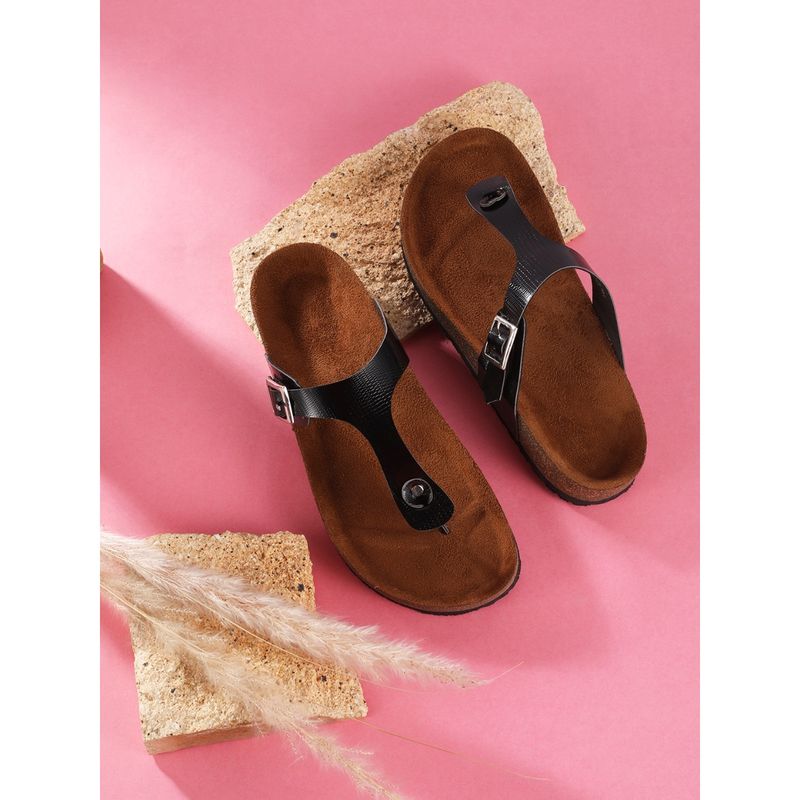 MOZAFIA Women Black Solid Sandals (UK 7)