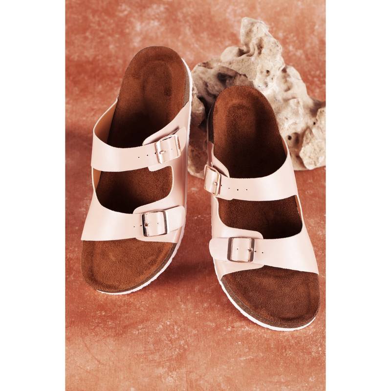 MOZAFIA Women Nude Pink Solid Sandals (UK 8)