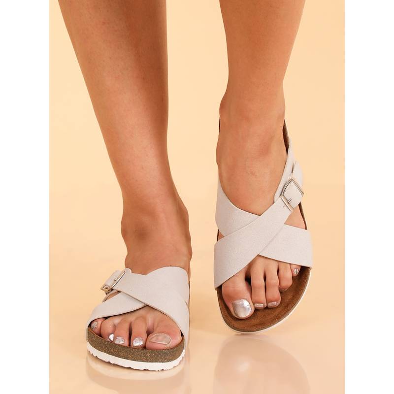 MOZAFIA Women Grey Solid Sandals (UK 5)