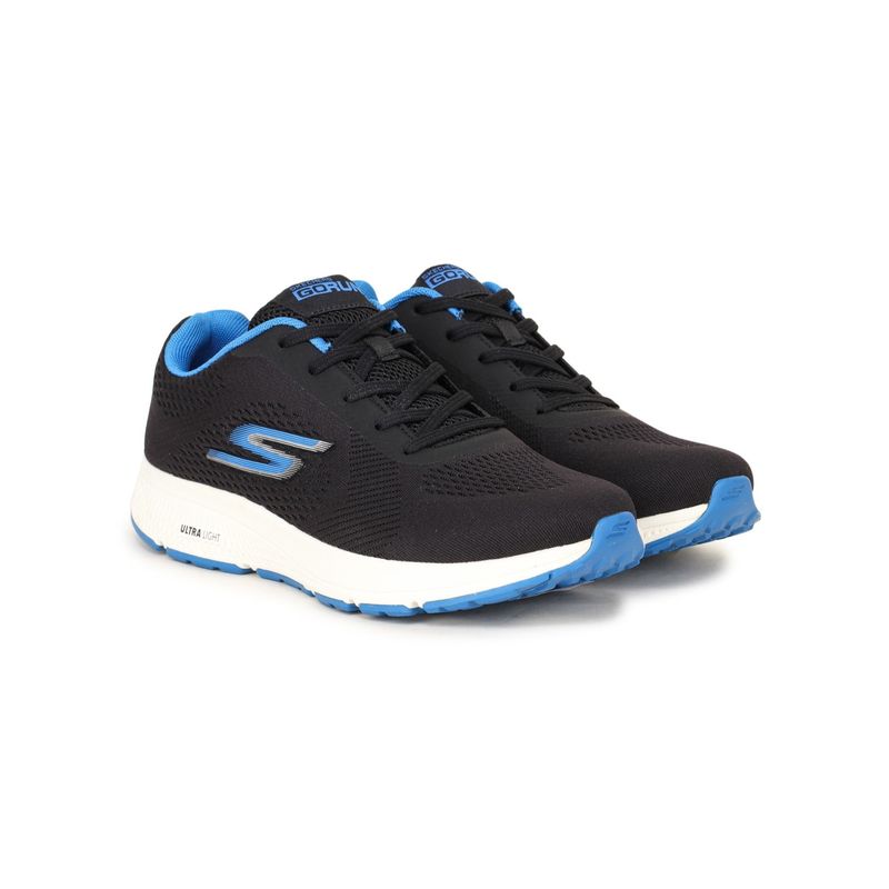 SKECHERS Black Mesh Rubber Men Running Shoes (UK 9)
