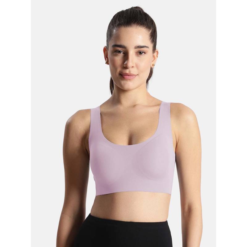 Jockey 1840 Wirefree Padded Microfiber Elastane Bonded Tech Lounge Bra Pink (S)