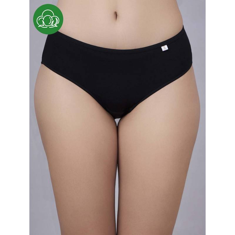 Inner Sense Black Solid Bamboo Fibre Regular Bikini Panty (S)