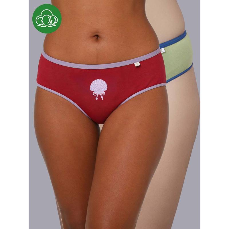 Inner Sense Multi-Color Solid Bamboo Fibre Regular Bikini Panty (Pack of 2) (S)