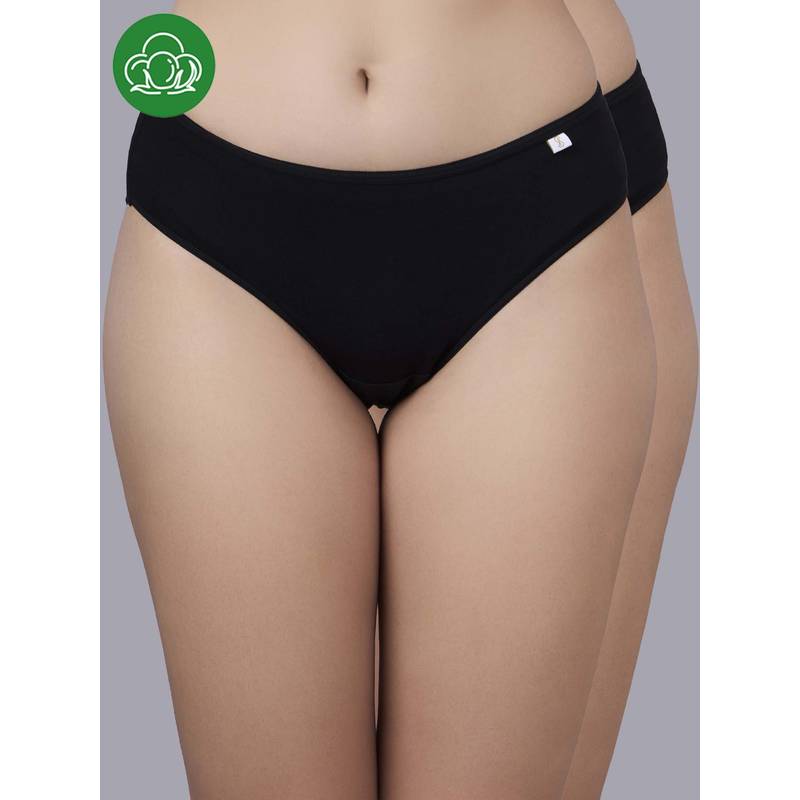 Inner Sense Black Solid Bamboo Fibre Regular Briefs (Pack of 2) (S)