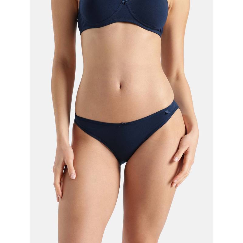 Jockey Ss02 Super Combed Cotton Elastane Low Waist Bikini Blue (S)
