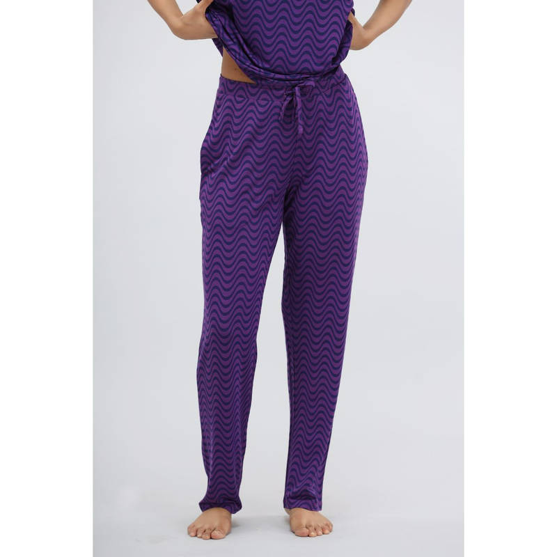 NeceSera Purple Wavy Nightsuit Pajama (M)