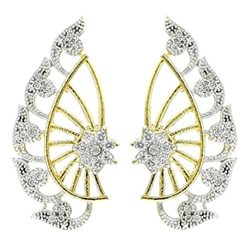 Youbella Gold Plated American Diamond Ear Cuffs Earrings Buy Youbella