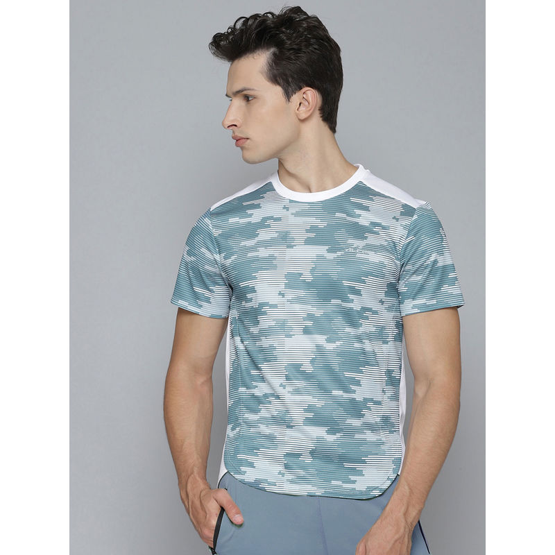 Alcis Men Blue Striped Round Neck T-Shirt (S)