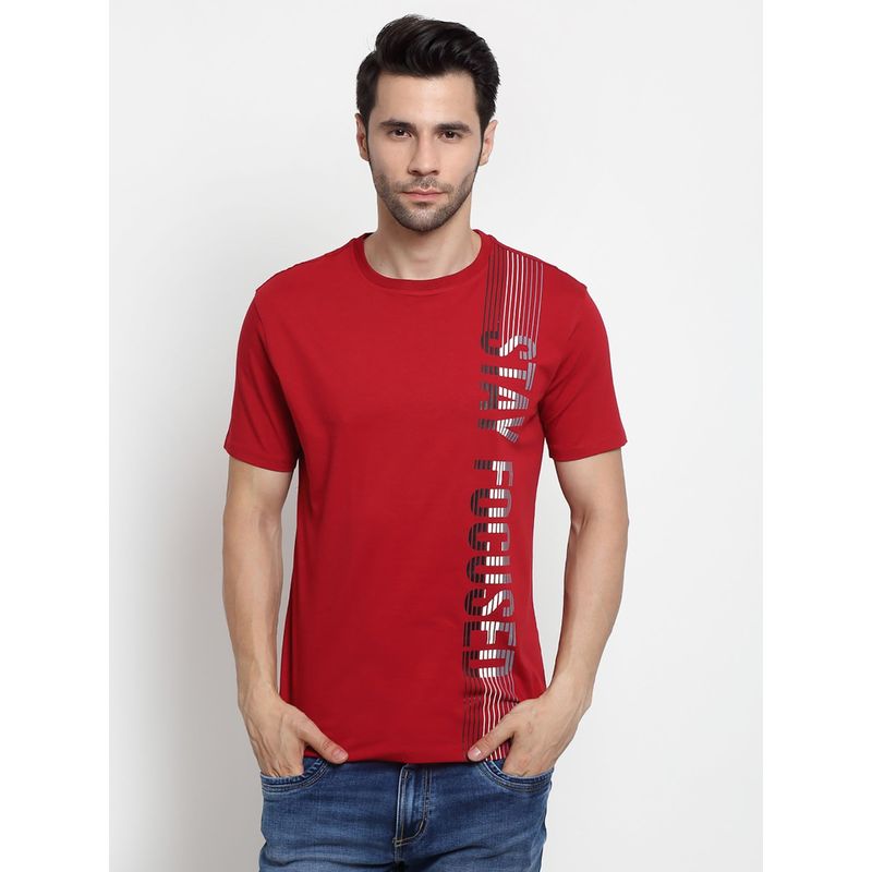 Cantabil Maroon Mens T-Shirt (L)