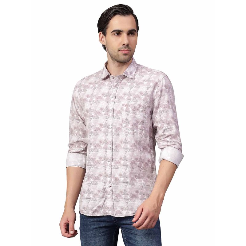 Cantabil Men Onion Purple Printed Full Sleeves Casual Shirt (38)