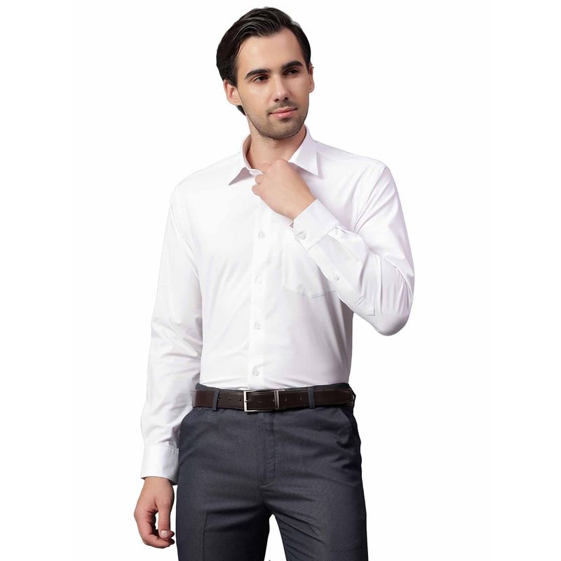 Cantabil Men White Solid Full Sleeves Formal Shirt (40)