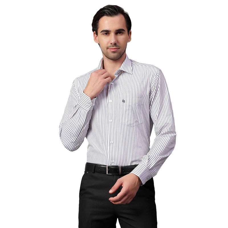 Cantabil Men White Striped Full Sleeves Formal Shirt (38)