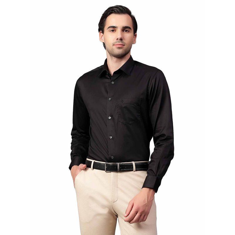 Cantabil Men Black Solid Full Sleeves Formal Shirt (38)