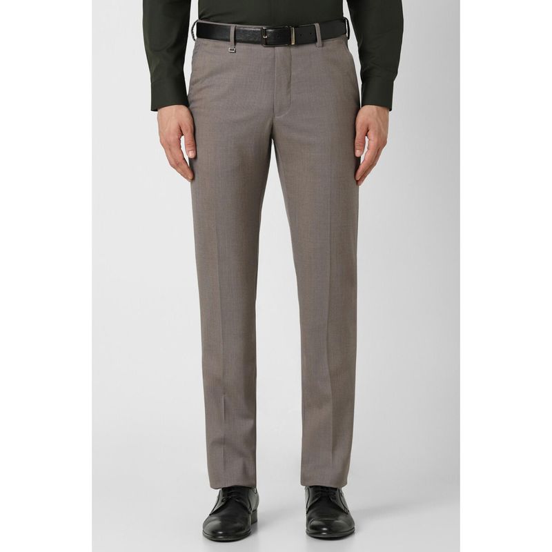 Buy Van Heusen Men Grey Solid Slim Fit Trouser Online