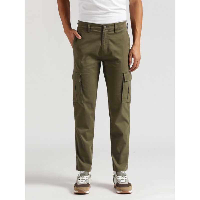 Pepe Jeans Olive Mid Waist Madrid Fit Cargo Pant (34)