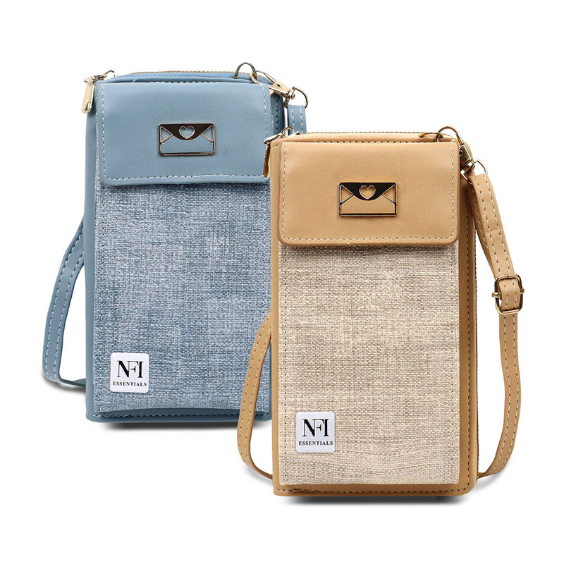 NFI Essentials Clutch Wallet - Blue Card Holder With Multiple Slots & Compartments