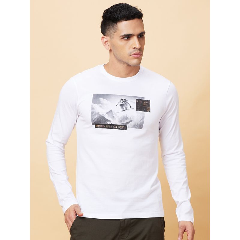 Being Human Garments Men's Crew Neck White T-Shirt (L)
